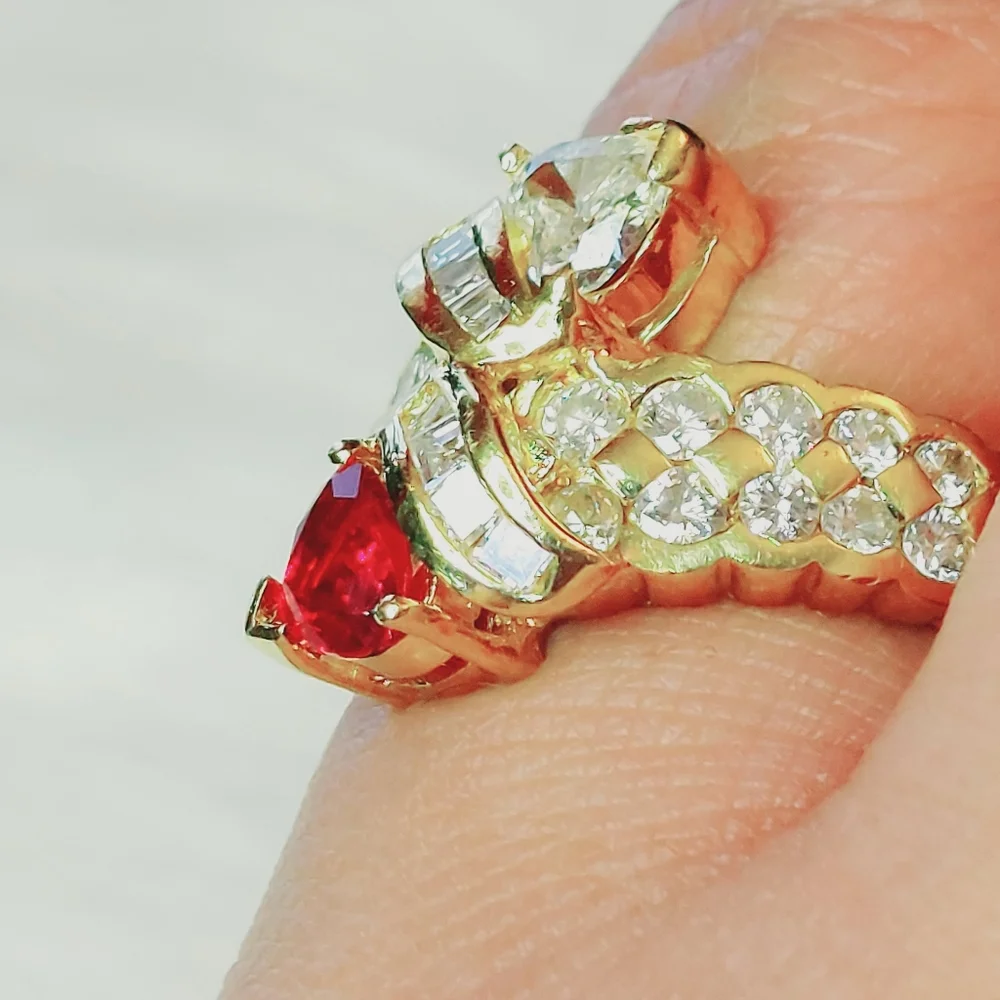 Authentic ruby and diamond ring - Picture 5 of 6